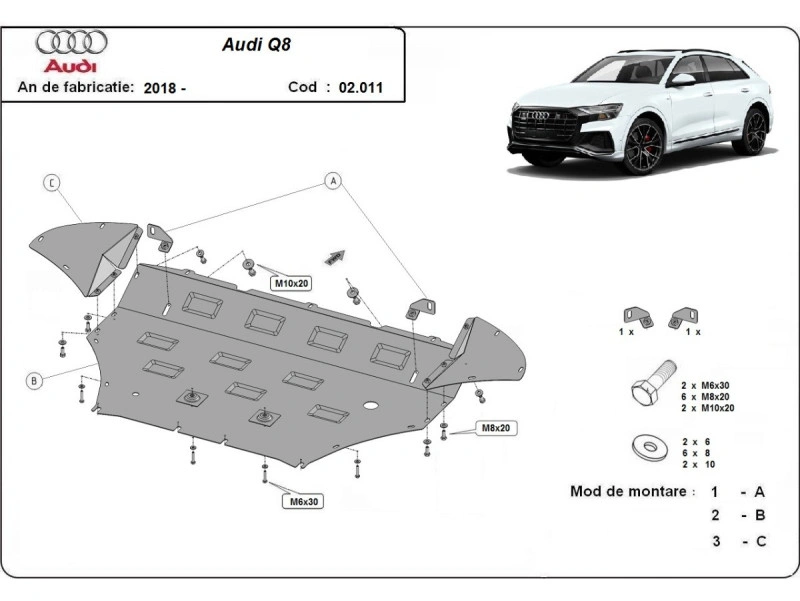 Bunnplate stål Audi / Porsche / Vw | Motordeksel - Beskyttelse deksel under motor Image 2