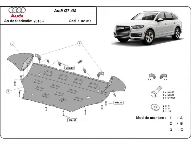 Bunnplate stål Audi / Porsche / Vw | Motordeksel - Beskyttelse deksel under motor Image 8