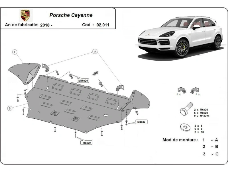 Bunnplate stål Audi / Porsche / Vw | Motordeksel - Beskyttelse deksel under motor Image 9