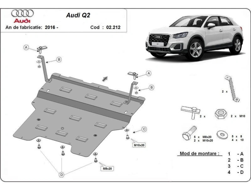 Bunnplate stål Audi Q2 2016 - 2020 / Audi Q3 I 2011 - 2018 | Motordeksel - Beskyttelse deksel under motor – bilde 2