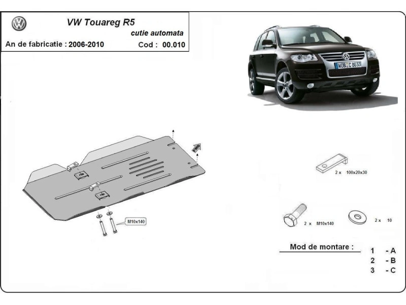 Bunnplate stål Audi Q7 / Porsche Cayenne / Touareg 7L | Girkassedeksel - Beskyttelse deksel under girkasse – bilde 7