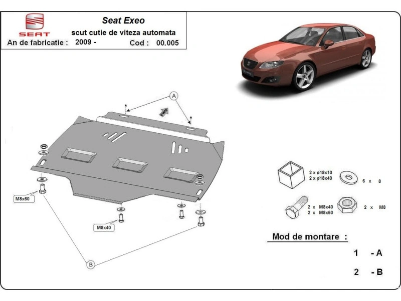 Bunnplate stål Audi / Seat / Skoda / Vw │ Girkassedeksel for automatgir - Beskyttelse deksel under girkasse – bilde 11