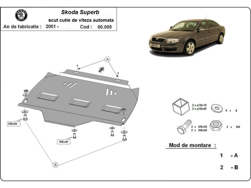 Bunnplate stål Audi / Seat / Skoda / Vw │ Girkassedeksel for automatgir - Beskyttelse deksel under girkasse – bilde 13