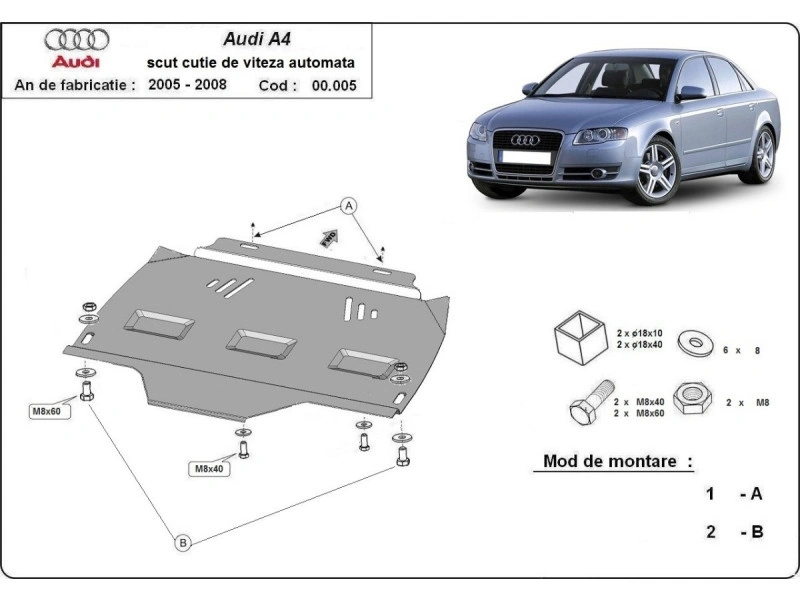 Bunnplate stål Audi / Seat / Skoda / Vw │ Girkassedeksel for automatgir - Beskyttelse deksel under girkasse – bilde 2