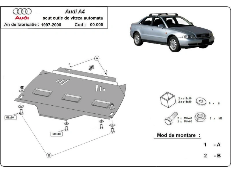 Bunnplate stål Audi / Seat / Skoda / Vw │ Girkassedeksel for automatgir - Beskyttelse deksel under girkasse – bilde 7