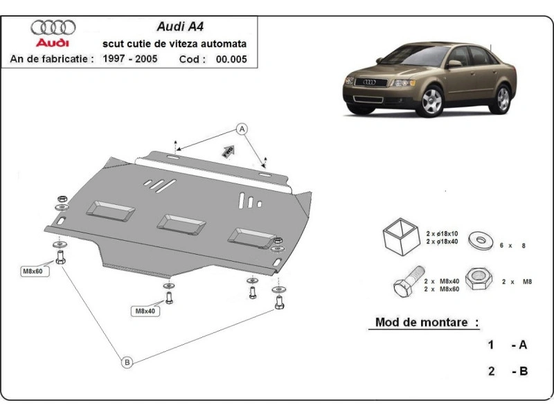 Bunnplate stål Audi / Seat / Skoda / Vw │ Girkassedeksel for automatgir - Beskyttelse deksel under girkasse – bilde 8