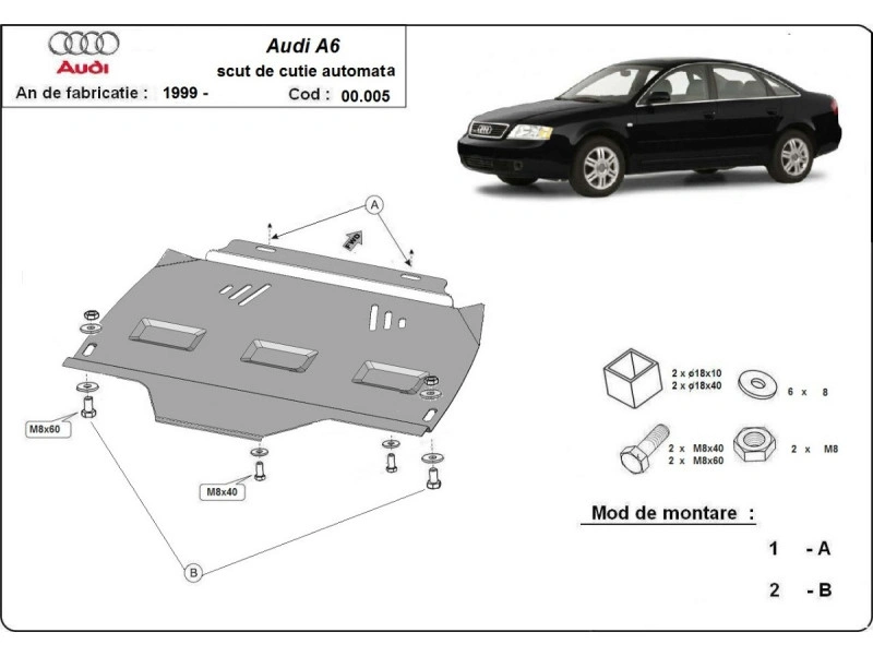 Bunnplate stål Audi / Seat / Skoda / Vw │ Girkassedeksel for automatgir - Beskyttelse deksel under girkasse – bilde 9
