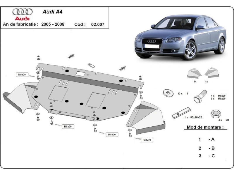 Bunnplate stål Audi / Seat / Skoda / Vw  | Motordeksel - Beskyttelse deksel under motor Image 2