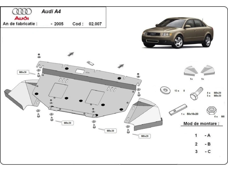 Bunnplate stål Audi / Seat / Skoda / Vw  | Motordeksel - Beskyttelse deksel under motor Image 7