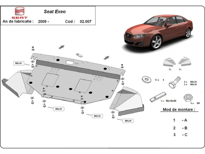 Bunnplate stål Audi / Seat / Skoda / Vw  | Motordeksel - Beskyttelse deksel under motor Image 8