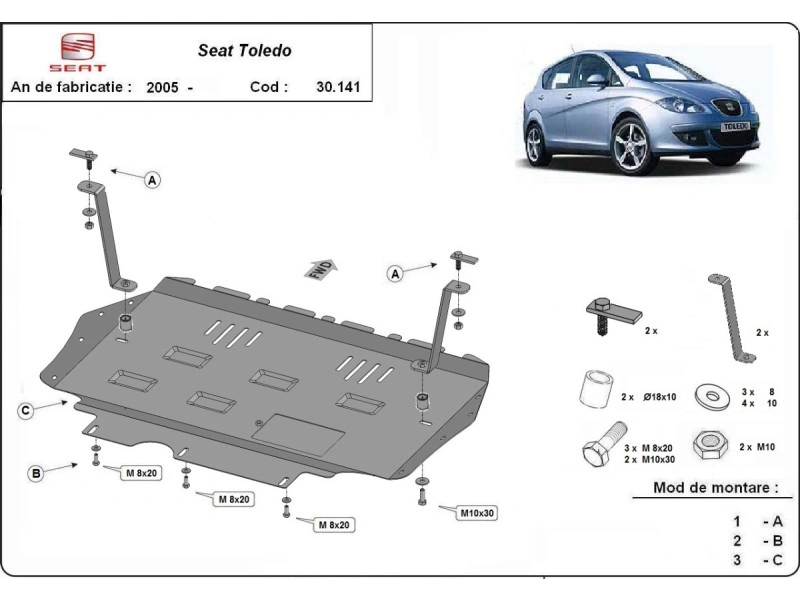 Bunnplate stål  Audi / Seat / Skoda / Vw | Motordeksel - Beskyttelse deksel under motor – bilde 10