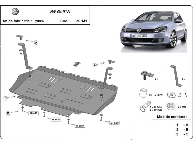 Bunnplate stål  Audi / Seat / Skoda / Vw | Motordeksel - Beskyttelse deksel under motor – bilde 16