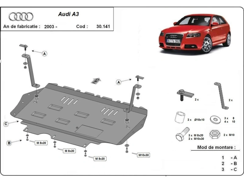 Bunnplate stål  Audi / Seat / Skoda / Vw | Motordeksel - Beskyttelse deksel under motor – bilde 2