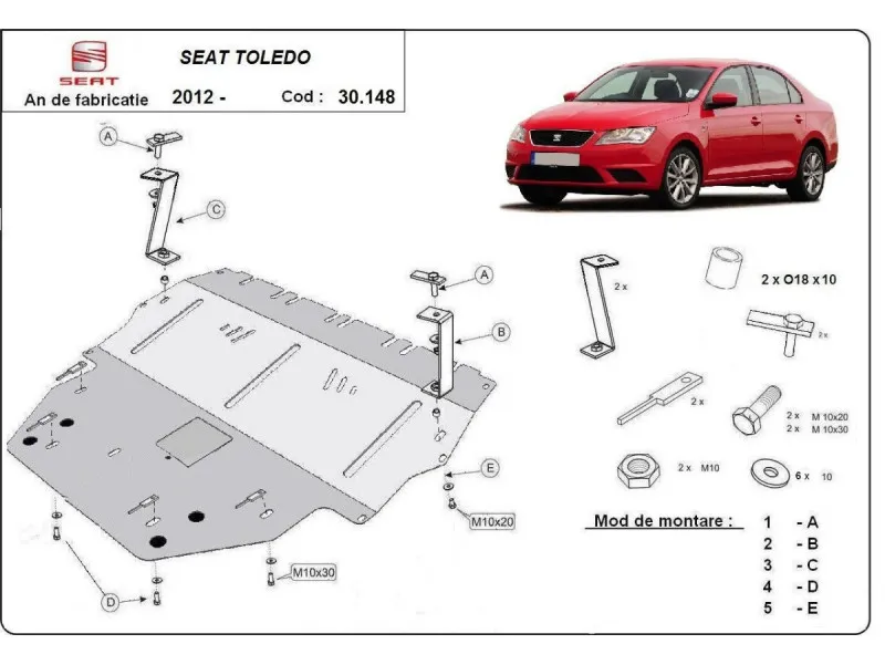 Bunnplate stål Audi / Seat / Skoda / Vw | Motordeksel - Beskyttelse deksel under motor – bilde 10