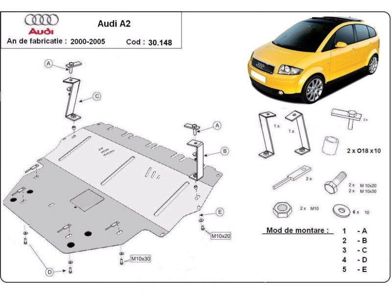 Bunnplate stål Audi / Seat / Skoda / Vw | Motordeksel - Beskyttelse deksel under motor – bilde 2
