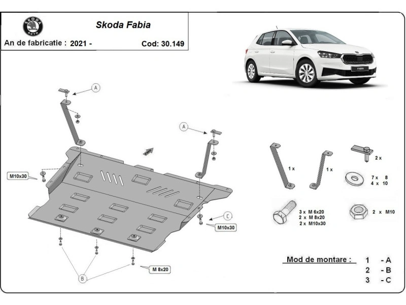 Bunnplate stål Audi / Seat /Skoda / VW | Motordeksel - Beskyttelse deksel under motor – bilde 11