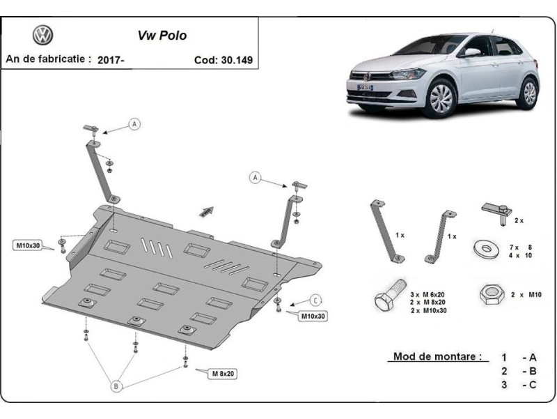 Bunnplate stål Audi / Seat /Skoda / VW | Motordeksel - Beskyttelse deksel under motor – bilde 13