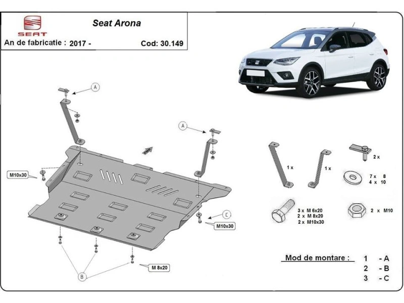 Bunnplate stål Audi / Seat /Skoda / VW | Motordeksel - Beskyttelse deksel under motor – bilde 6