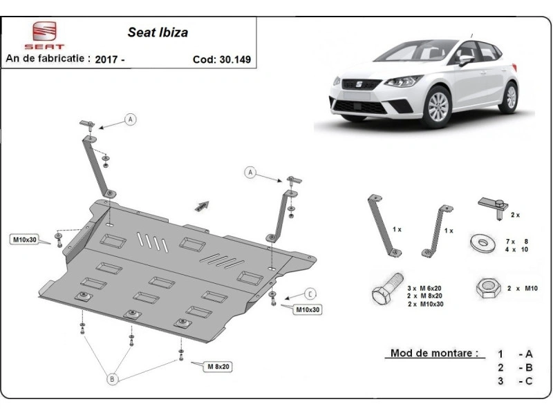 Bunnplate stål Audi / Seat /Skoda / VW | Motordeksel - Beskyttelse deksel under motor – bilde 8