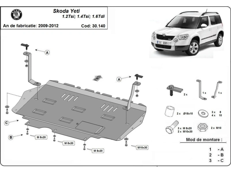 Bunnplate stål Audi / Skoda / Seat / Vw | Motordeksel - Beskyttelse deksel under motor Image 10