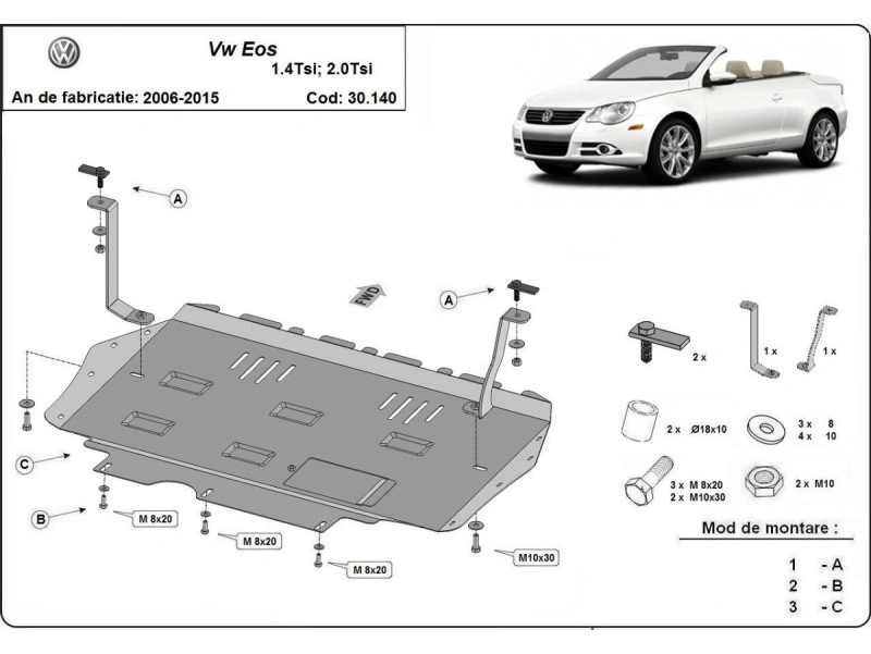 Bunnplate stål Audi / Skoda / Seat / Vw | Motordeksel - Beskyttelse deksel under motor Image 11