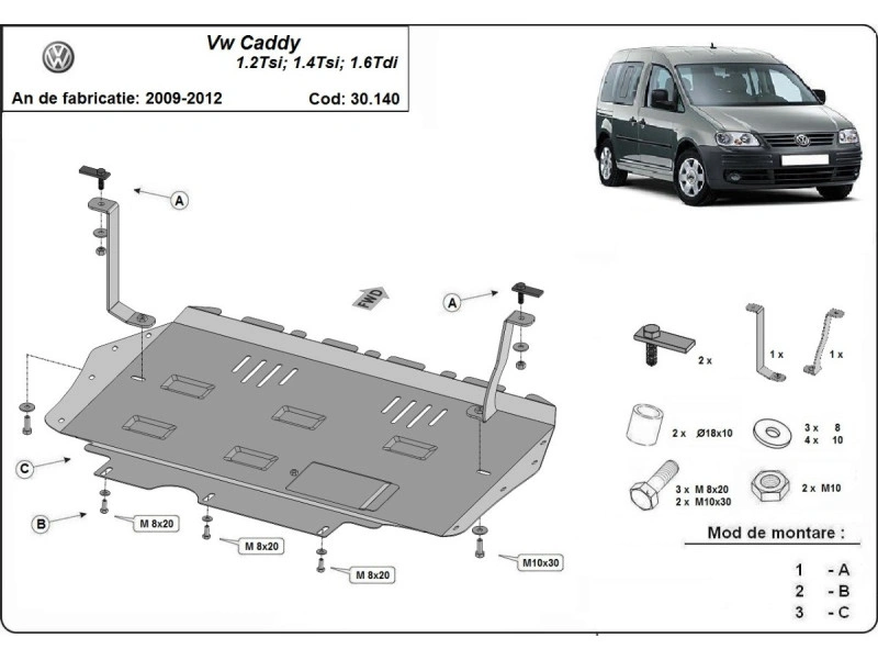 Bunnplate stål Audi / Skoda / Seat / Vw | Motordeksel - Beskyttelse deksel under motor Image 12