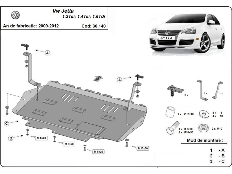 Bunnplate stål Audi / Skoda / Seat / Vw | Motordeksel - Beskyttelse deksel under motor Image 14