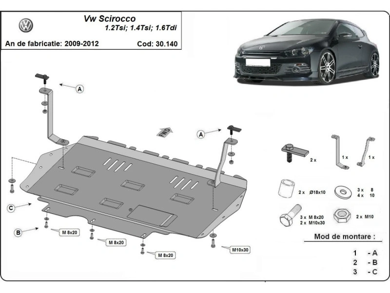 Bunnplate stål Audi / Skoda / Seat / Vw | Motordeksel - Beskyttelse deksel under motor Image 15