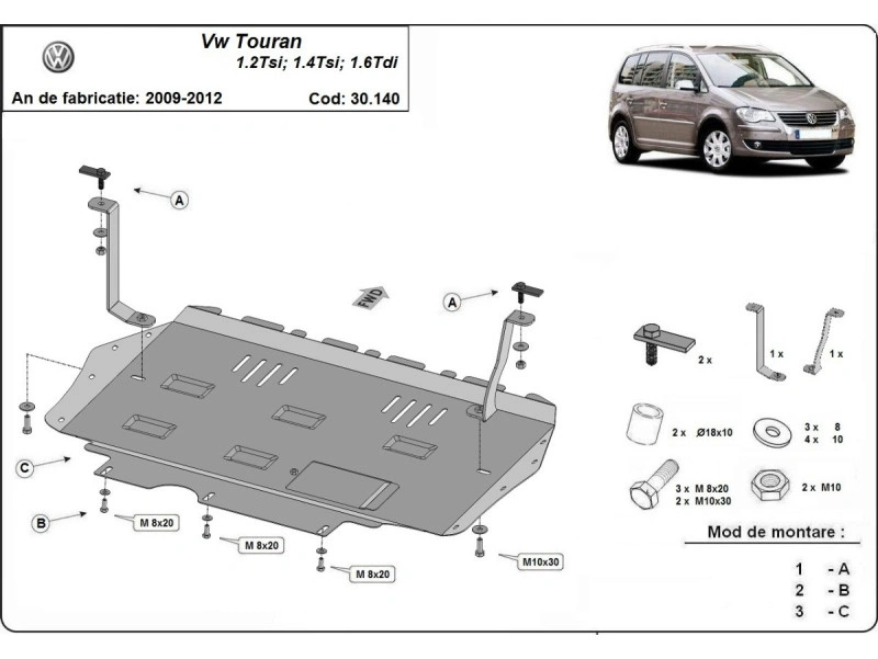 Bunnplate stål Audi / Skoda / Seat / Vw | Motordeksel - Beskyttelse deksel under motor Image 16