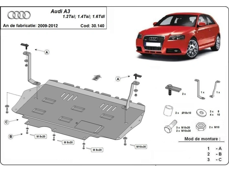 Bunnplate stål Audi / Skoda / Seat / Vw | Motordeksel - Beskyttelse deksel under motor Image 2