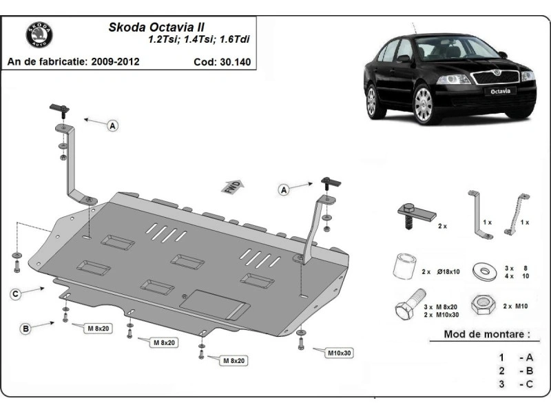 Bunnplate stål Audi / Skoda / Seat / Vw | Motordeksel - Beskyttelse deksel under motor Image 9