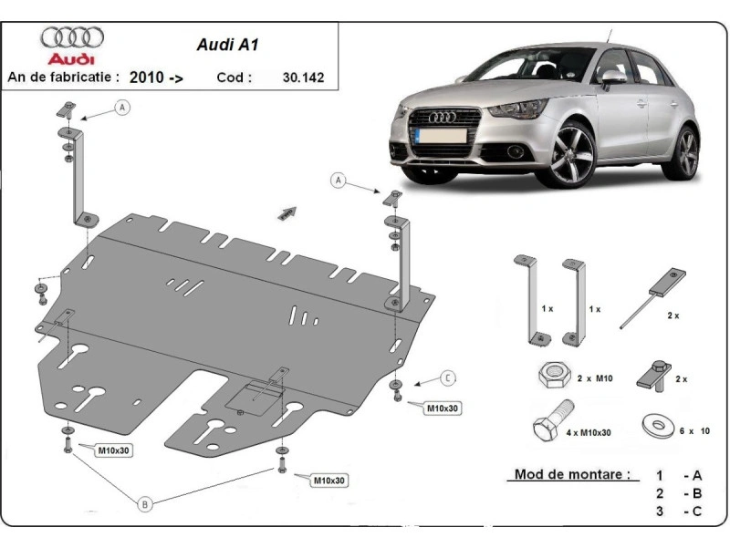 Bunnplate stål Audi / Skoda / Seat / Vw | Motordeksel - Beskyttelse deksel under motor – bilde 2