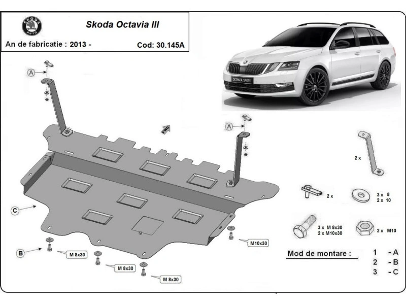 Bunnplate stål Audi / Skoda / Vw / Seat/ Ford | Automatisk Girkasse - Motordeksel - Beskyttelse deksel under motor – bilde 12