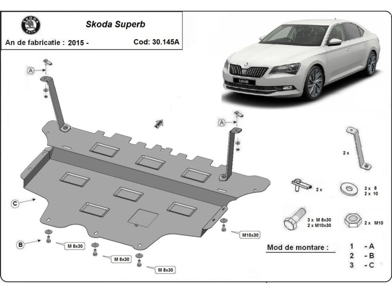 Bunnplate stål Audi / Skoda / Vw / Seat/ Ford | Automatisk Girkasse - Motordeksel - Beskyttelse deksel under motor – bilde 13