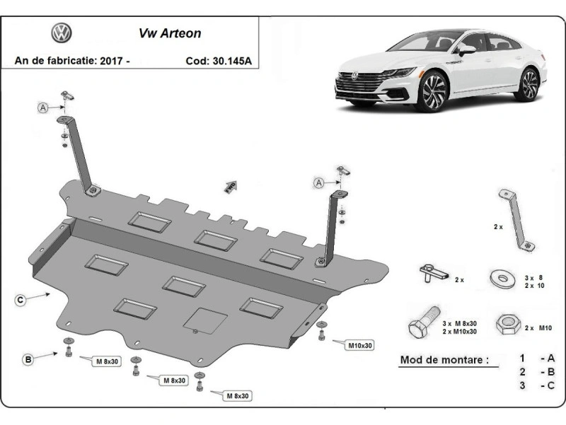 Bunnplate stål Audi / Skoda / Vw / Seat/ Ford | Automatisk Girkasse - Motordeksel - Beskyttelse deksel under motor – bilde 14