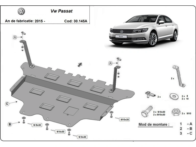 Bunnplate stål Audi / Skoda / Vw / Seat/ Ford | Automatisk Girkasse - Motordeksel - Beskyttelse deksel under motor – bilde 18
