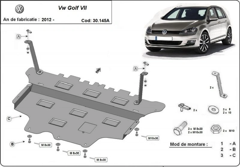 Bunnplate stål Audi / Skoda / Vw / Seat/ Ford | Automatisk Girkasse - Motordeksel - Beskyttelse deksel under motor – bilde 2