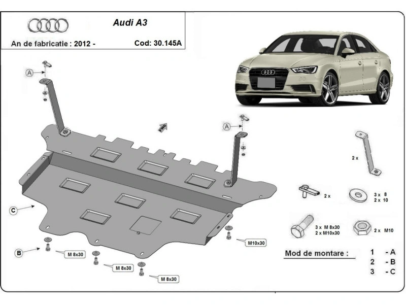 Bunnplate stål Audi / Skoda / Vw / Seat/ Ford | Automatisk Girkasse - Motordeksel - Beskyttelse deksel under motor – bilde 4