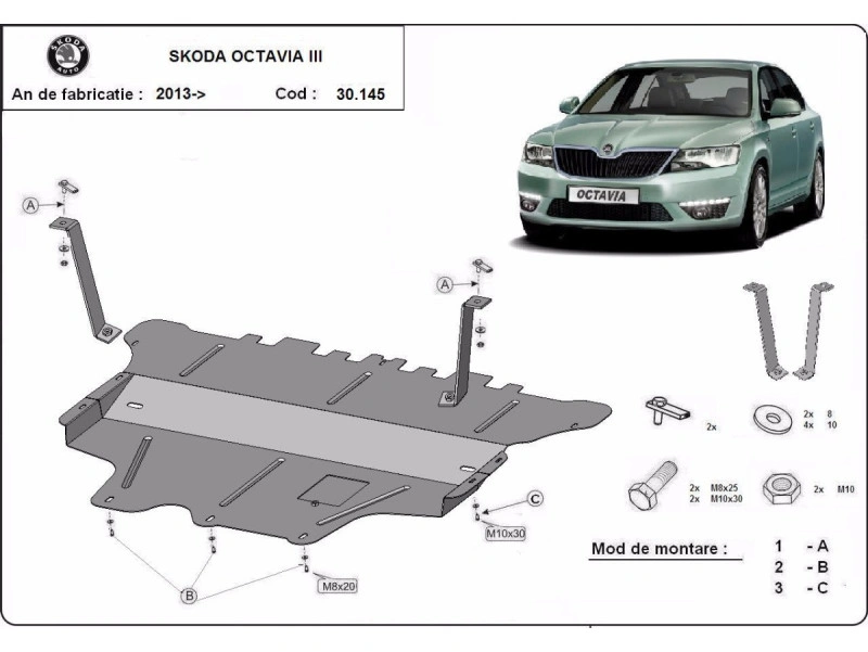 Bunnplate stål Audi / Skoda / Vw / Seat/ Ford | Motordeksel - Beskyttelse deksel under motor – bilde 10