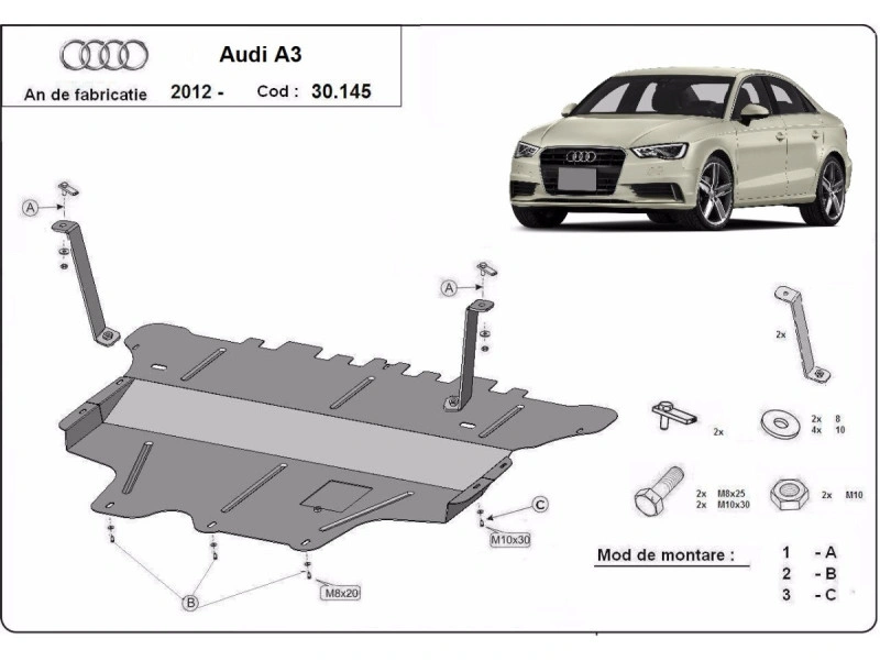 Bunnplate stål Audi / Skoda / Vw / Seat/ Ford | Motordeksel - Beskyttelse deksel under motor – bilde 2