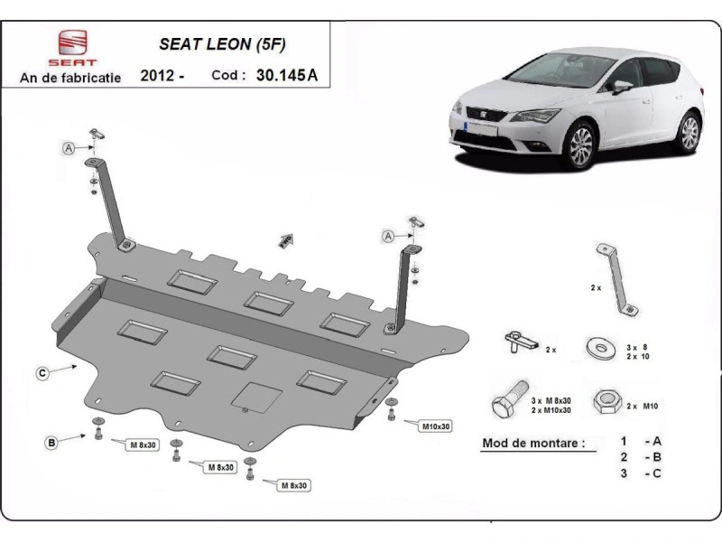 Bunnplate stål Audi / Skoda / Vw / Seat/ Ford | Motordeksel - Beskyttelse deksel under motor – bilde 8