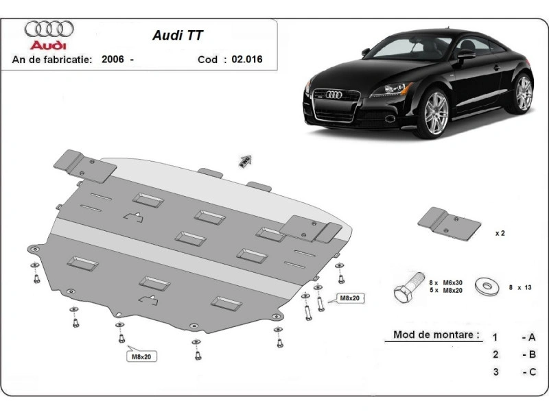 Bunnplate stål Audi TT 8J 2006 - 2014 | Motordeksel - Beskyttelse deksel under motor – bilde 2
