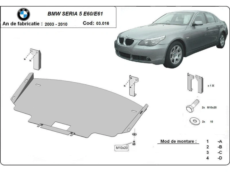 Bunnplate stål BMW 5 (E60/E61) 2003 - 2010 | Motordeksel - Beskyttelse deksel under motor – bilde 2