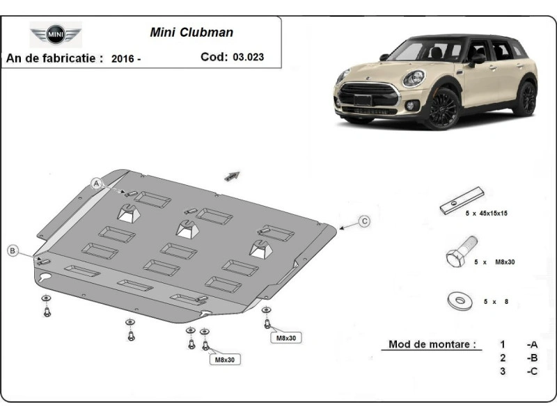 Bunnplate stål BMW / Mini Clubman / Mini Cooper | Motordeksel - Beskyttelse deksel under motor – bilde 7