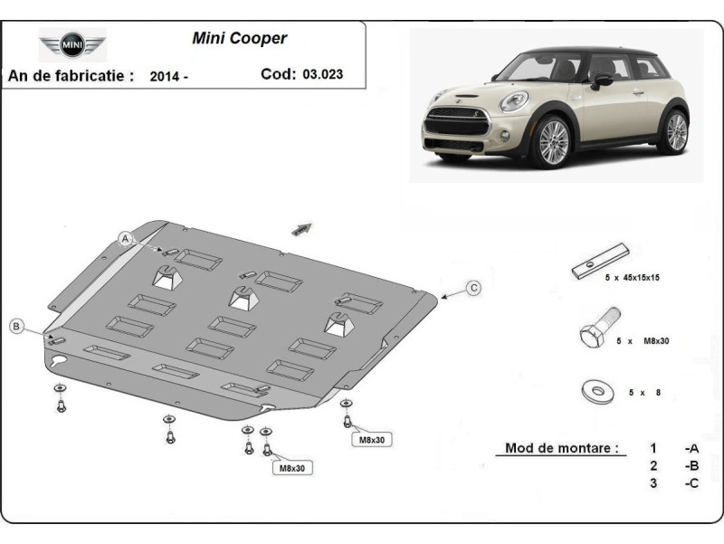Bunnplate stål BMW / Mini Clubman / Mini Cooper | Motordeksel - Beskyttelse deksel under motor – bilde 8