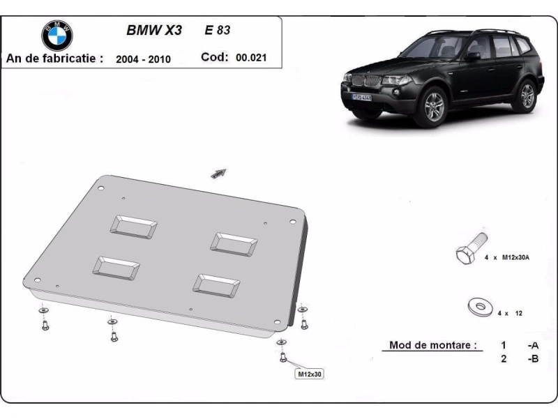 Bunnplate stål BMW X3 (E83) 2003 - 2010 | Motordeksel - Beskyttelse deksel under motor – bilde 2