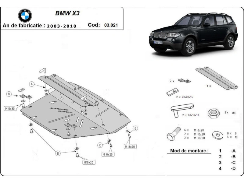 Bunnplate stål BMW X3 (E83) 2003 - 2010 | Radiatordeksel - Beskyttelse deksel under radiator Image 2