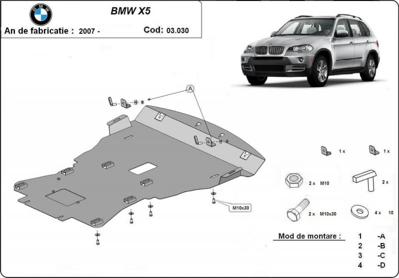 Bunnplate stål BMW X5 (E70) 2006 - 2013 │ Motordeksel - Beskyttelse deksel under motor – bilde 2