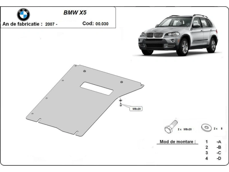 Bunnplate stål BMW X5 (E70) 2007 - 2013 | Girkassedeksel - Beskyttelse deksel under girkasse – bilde 2