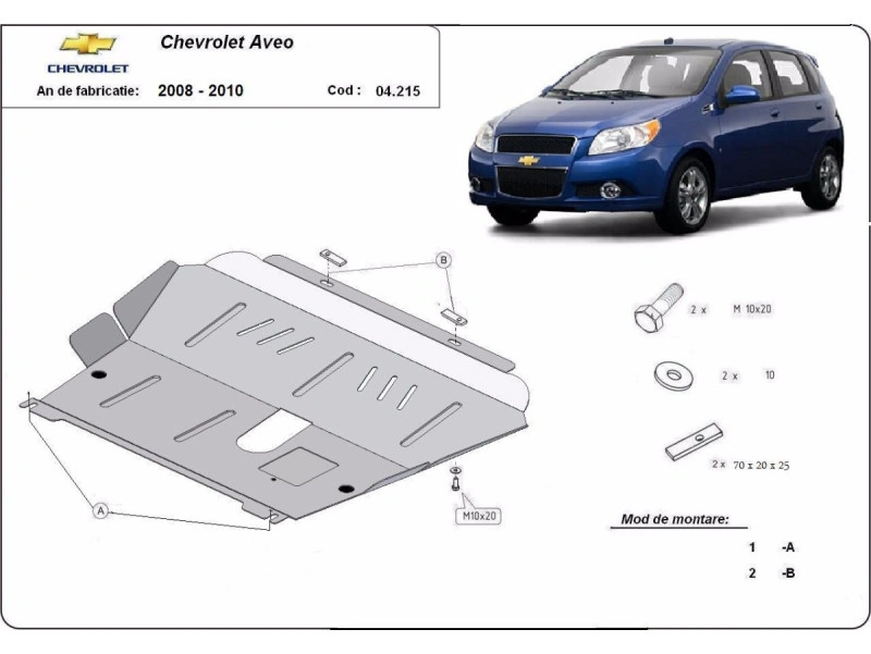 Bunnplate stål Chevrolet Aveo 2008 - 2011 | Motordeksel - Beskyttelse deksel under motor – bilde 2
